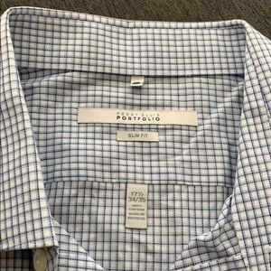 Perry Ellis Plaid Dress Shirt 17.5 34/35 NWOT